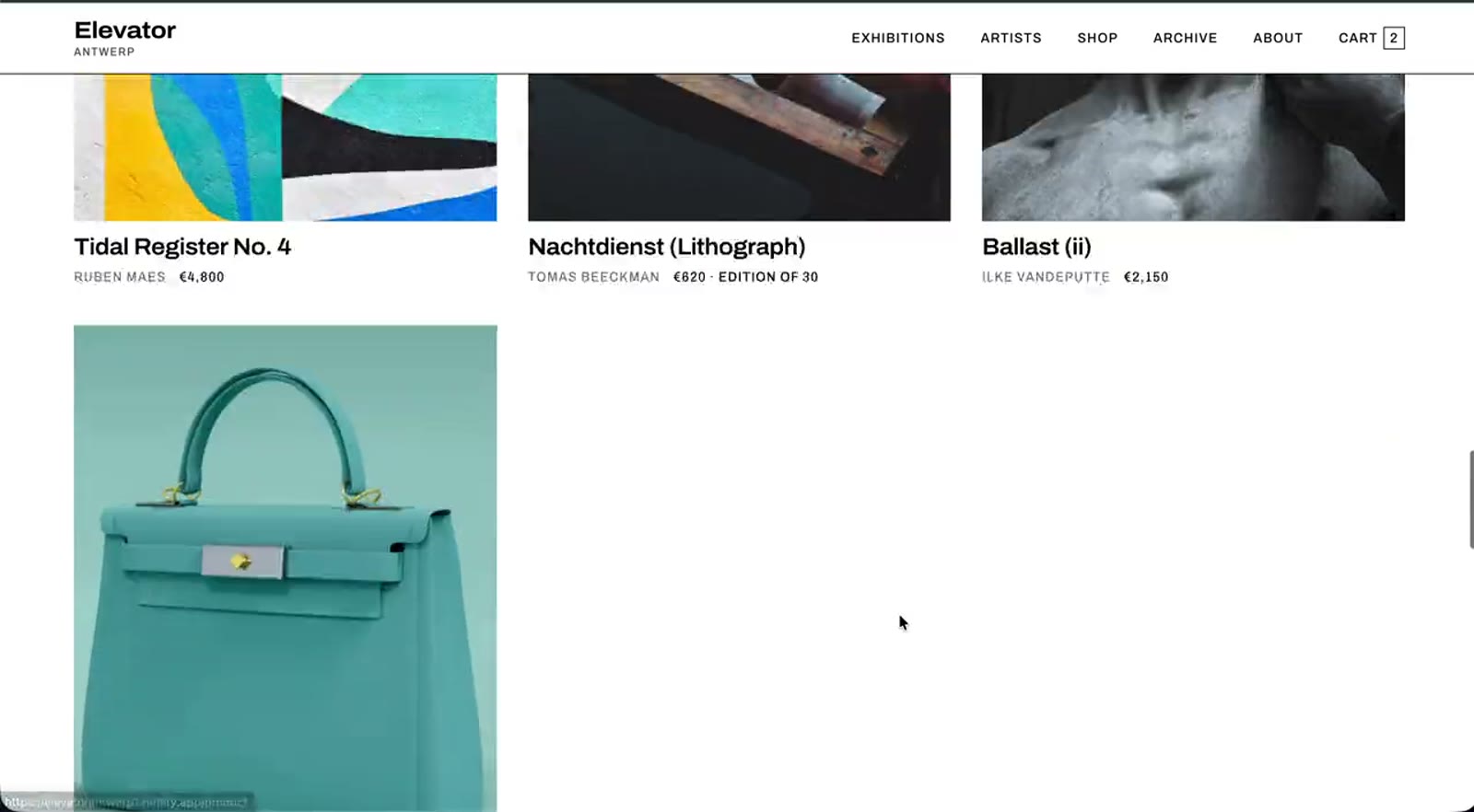 Elevator Antwerp website, screen 2