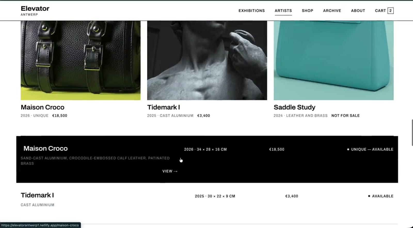 Elevator Antwerp website, screen 4